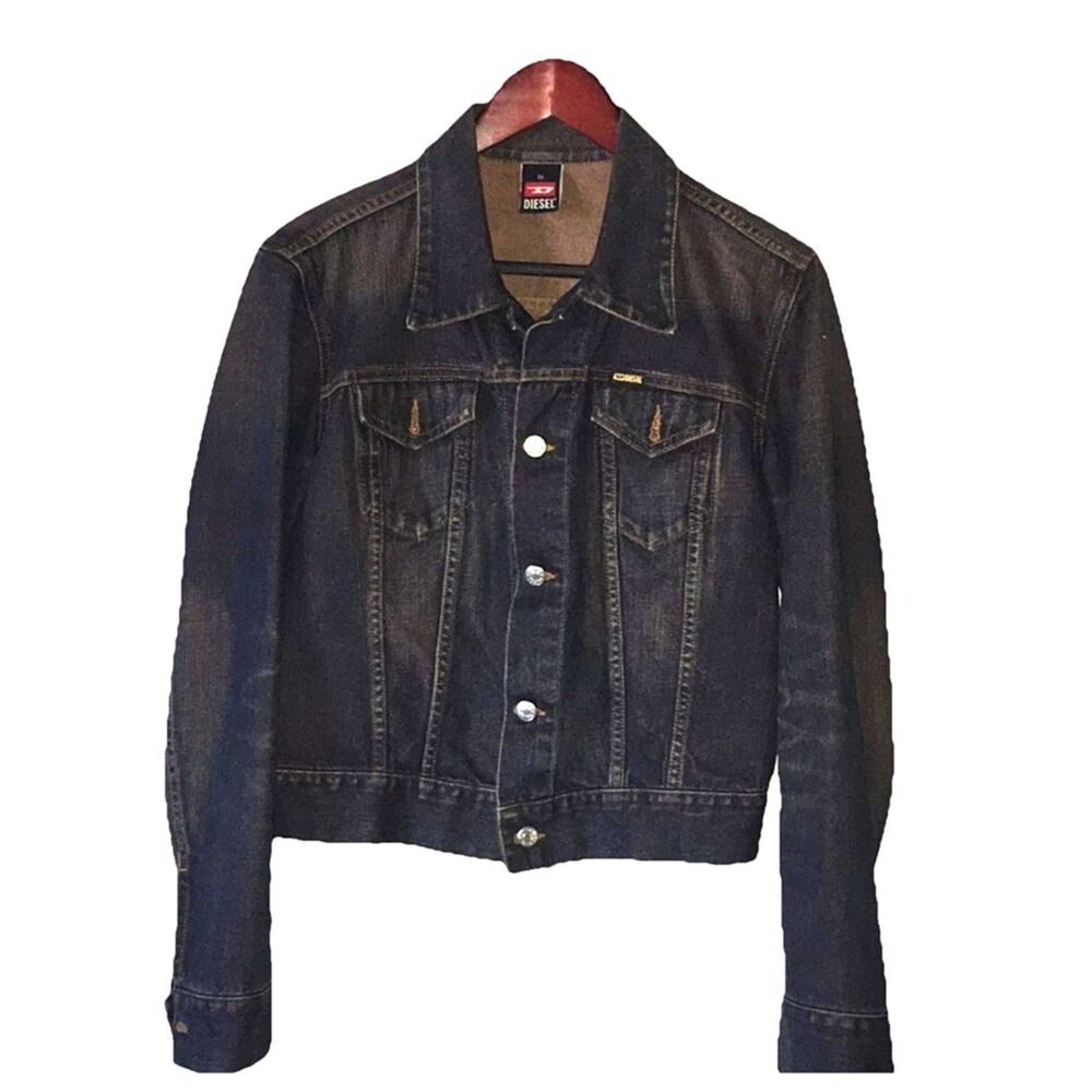 Diesel Denim Trucker Jacket Dark Blue Indigo Wash Size Medium Designer